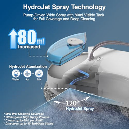 HUTT S55 Pro Window Cleaning Robot, 3D Floating Pads, Up to 6500Pa Suction, HydroJet Pump Spray, SLAM 4.0 Navigation, 80ml Water Tank, 6 x Cloths,Perfect for High-Rise Windows, Tiles and Glass