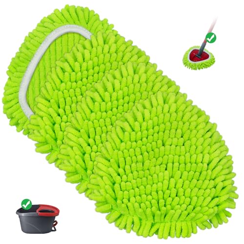 Mop Heads Replacements Compatible with O-cedar Easy Wring 1-Tank System,Mop Replace Head for Dry/Wet Use,4 Pack Reusable Spin Mop Replacement Head,Washable Chenille Dust Mop Refills for Floor Cleaning - size: 4 Pack