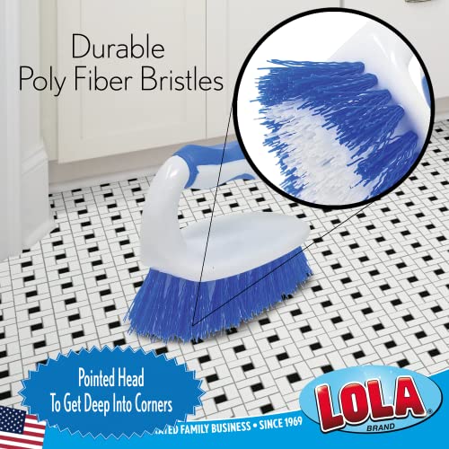 LOLA Iron Shaped Handled Scrub Brush, 2 Pack, Ergonomic Handle, No Slip Grip, Fiber Bristles, Heavy Duty Tile & Floor Cleaner - size: 2 Pack