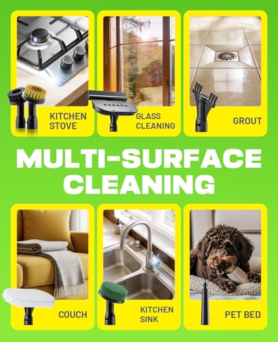 POPCHOSE Steam Cleaner with Detergent Dispenser, 15s Heat-Up Handheld Steam Cleaner for Home, 500ml Removable Water Tank, Lightweight Portable Steamer for Cleaning Grout, Windows, Kitchen, Easy Refill - color: White