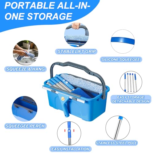 120“Professional Squeegee Window Cleaning Kit with 5 Extension Pole,Window Cleaning Kit,Window Washing Tool for Indoor Outdoor Windows & Car Glass Easy to Use,Great for High-Rise Hard-to-Reach Windows - size: 120"Window Squeegee