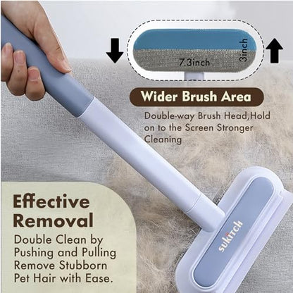 Pet Hair Remover for Couch and Furniture, 17.3-Inch Reusable Washable Lint Cleaner for Dog and Cat Hair, Long Handle for Bedding, Sofa and Fabric Surfaces