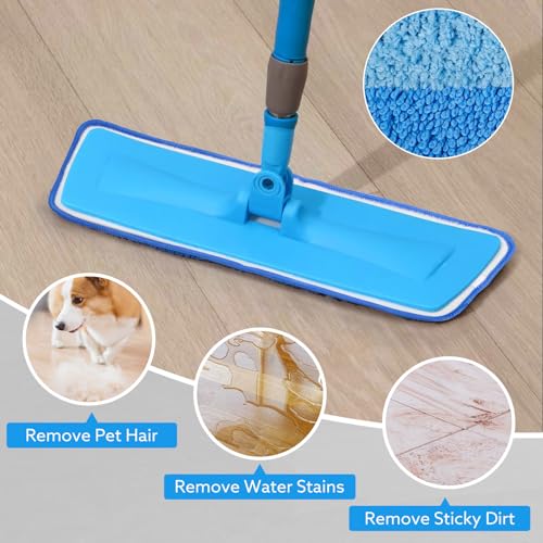 6 Pack Microfiber Cleaning Pads are Compatible with Bona Mop,18 Inch Replaceable Mop Pad Refill,Washable & Reusable Blue Microfiber Mop Pads for Hardwood and Hard-Surface Floors - size: 6PCS