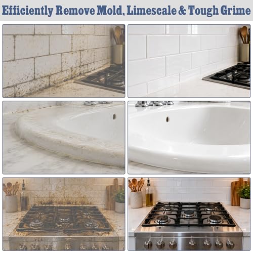 SIMPOR 4Pcs Grout Cleaner Brush Set, V Shape Grout Brush & Crevice Cleaning Brush, Stiff Tile Brush for Bathroom Kitchen Shower Floor Window Grout Cleaning Brush Gap Cleaning
