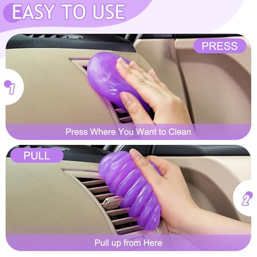 TeSabMi Car Cleaning Gel Car Cleaning Putty Car Putty Car Interior Cleaner Car Slime Car Detailing Kit Car Accessories Gifts for Men Women Stocking Stuffers Purple - color: Purple