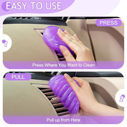 TeSabMi Car Cleaning Gel Car Cleaning Putty Car Putty Car Interior Cleaner Car Slime Car Detailing Kit Car Accessories Gifts for Men Women Stocking Stuffers Purple - color: Purple