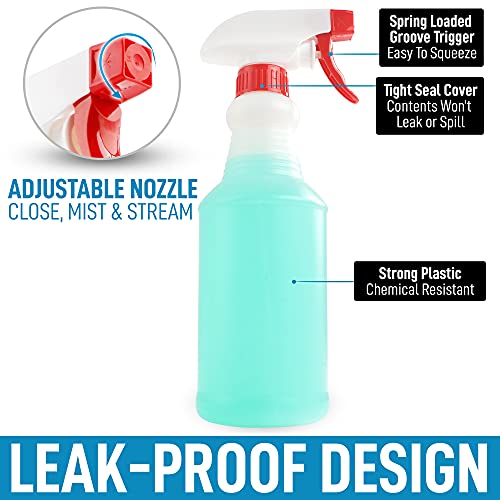 Zulay Home 24 oz Spray Bottle - Heavy Duty Cleaning Spray Bottles For Cleaning Solutions - Leakproof Cleaning Spray Bottle Set with Adjustable Nozzle & Spring Loaded Trigger (4 Pack) - size: 4 Pack - 24oz