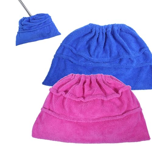 Mop Covers Washable with Elastic Band, Reusable Microfiber Broom Replacement for Dust, Pet Hair, Stains, Windows, 2PCS Coral Fleece