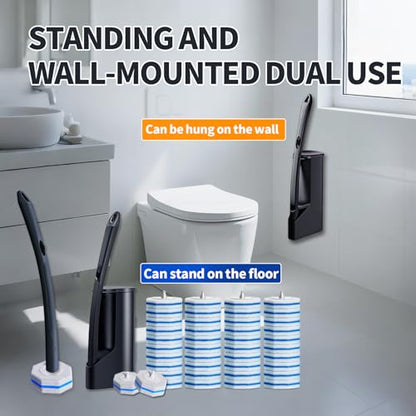 Disposable Toilet Brush - Toilet Bowl Cleaner, Toilet Cleaning Supplies, Toilet Brush with Holder, Toilet Bowl Cleaner Wands，40 Refills for Toilet Cleaning and Hygienic Bathroom Maintenance - style: Toilet brush+40 refills