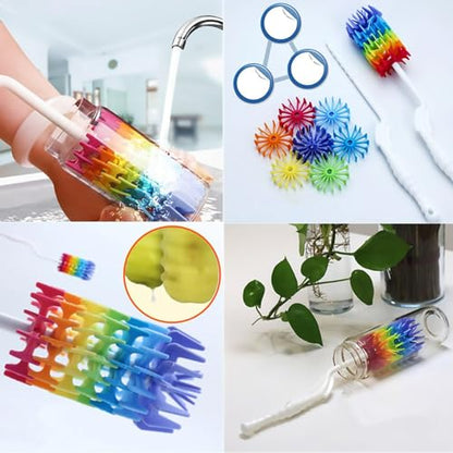 Bottle Brush Cleaner-Baby Milk Bottle Cleaner Soft Silicone Bottle Brusher / 360 Degree Rotating Long Handle Brush for Washing Glassware, Cup, Decanter, Narrow Neck Brewing Bottle