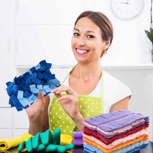 Zubebe 12 Pcs Duster Refill Reusable Fleece Duster Refills Feather Flat Dusters Multi Surface Washable Cleaning Pads Tools for Home, Blinds, Car, Pet, Furniture, Fans (Colorful) - color: Colorful