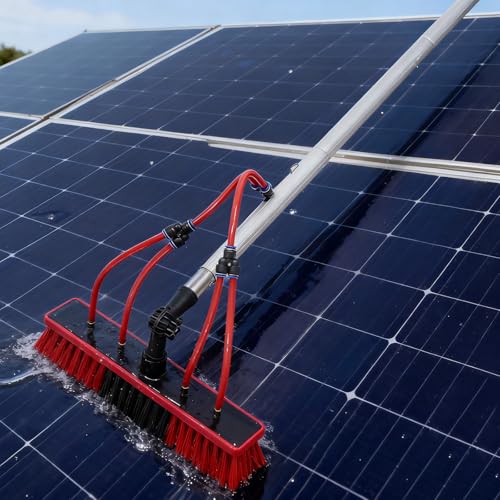 26.25 FT Solar Panel Cleaning Kit, Window Cleaning System, 20M Hose & BrushHead, Washing Equipment Window Cleaner Tool Water Fed Pole Kit for Roof Caravan Solar Panel - size: 8m/26.25ft