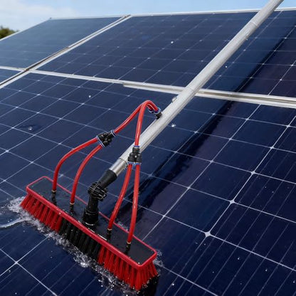 26.25 FT Solar Panel Cleaning Kit, Window Cleaning System, 20M Hose & BrushHead, Washing Equipment Window Cleaner Tool Water Fed Pole Kit for Roof Caravan Solar Panel - size: 8m/26.25ft