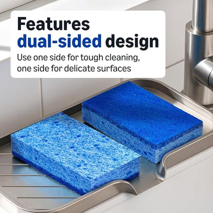 Amazon Basics Non-Scratch Dual-Sided Sponges for Nonstick Pots and Pans, Dish Scrubber, All-Purpose, (Pack of 36), Packaging May Vary - size: 36-Pack, style: Non-Scratch