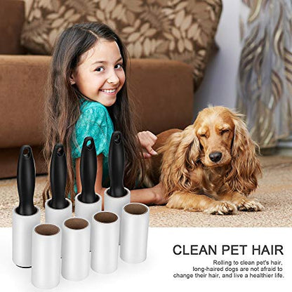 Lint Roller for Pet Hair - 480 Sheets, 4 Handles & 8 Refills, Easy-Peel Diagonal Cut, Strong Adhesive for Clothes, Furniture, Car, Dog & Cat Hair Remover