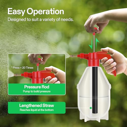 VIVOSUN 27oz Pump Sprayer, Handheld Garden Water Sprayer Bottle with Adjustable Brass Nozzle, for Spraying Plants, Flowers, Weeds and Cleaning, Red - color: Red, size: 27oz