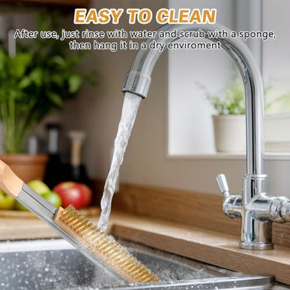Aolso Pizza Oven Brush, 26" Brush and Stainless Steel Scraper for Pizza Stone, BBQ Grill Cleaning Brush Non Scratch Heat Proof Brass Bristles with Screwdriver, Outdoor Pizza Oven and Accessories - color: 26" Brass Bristles