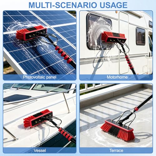 26Ft Reach Solar Panel Cleaning Brush Kit, Window Cleaner Tool with 6-Stage 5-26ft Pole, Professional Telescopic Solar Panel Cleaning Equipment for Snow Removal (5-26FT)
