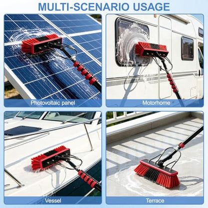 26Ft Reach Solar Panel Cleaning Brush Kit, Window Cleaner Tool with 6-Stage 5-26ft Pole, Professional Telescopic Solar Panel Cleaning Equipment for Snow Removal (5-26FT)