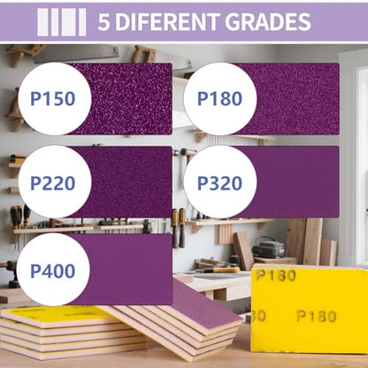 20 Pcs 3 x 4 Inch Sanding Sponge Set, 150 Grit Abrasive Sanding Sponges Pads Soft Foam Hand Sander Block Wet Dry Purple Ceramic Sand Sandpaper for Wood Metal Drywall Furniture Paint Polishing - size: 20pcs 150 Grit, style: Ceramic Sand