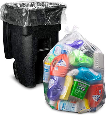 Tasker 64-65 Gallon Clear Trash Bags Heavy Duty, Recycling Bag (Huge 120 Count) 60 Gallon Clear Extra Large Recycling Garbage Bags - size: 1 Count (Pack of 120)