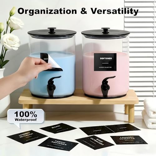 Glass Laundry Detergent Dispenser,1 Gallon Large Liquid Soap 1Pack(Black) | Complete borosilicate jars set with leakproof spigots, protective silicone mats, minimalist labels, and dosing cups. - color: Black-1
