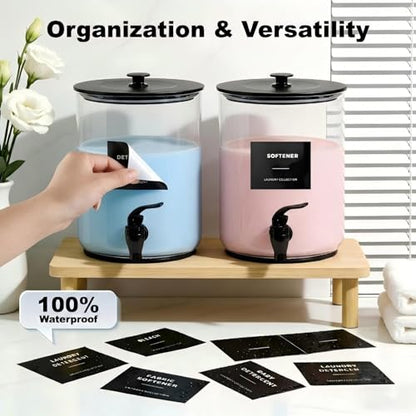Glass Laundry Detergent Dispenser,1 Gallon Large Liquid Soap 1Pack(Black) | Complete borosilicate jars set with leakproof spigots, protective silicone mats, minimalist labels, and dosing cups. - color: Black-1