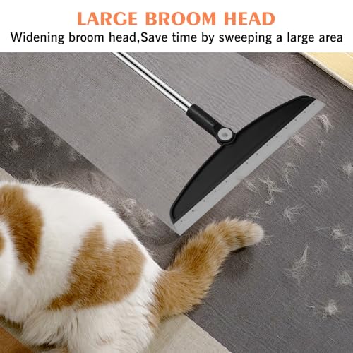 Multifunction Silicone Broom, 54 Inch Long Handle Silicone Floor Squeegee Broom, Sweep and Scrape 2 in 1 Household Cleaning Broom for Floor, Bathrooms, Kitchens, Showers, Tile, Pet Hair, Black Grey - color: Black Grey