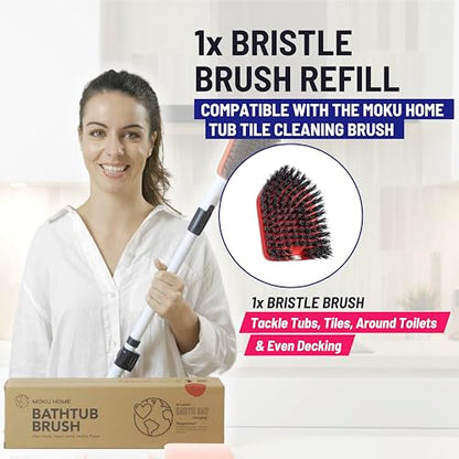 Moku Home Replacement Scrubber Refill for Moku Home Extendable Tub Tile Shower Scrubber for Cleaning Non-Scratch (1x Bristle Brush Red) - color: 1x Bristle Brush (Red)