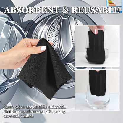 wuyaoyao 50PCS Microfiber Cleaning Cloth Roll, 10"×10" Tear Away Microfiber Towels, Reusable Washable Cloth Paper Towels, Multi-Purpose Cleaning Rags for Car Home Kitchen Garage Shop (Black) - color: Black