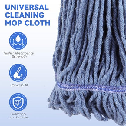 Commercial Heavy Duty Mop Heads Replacement for Rubbermaid: 9 Packs Industrial Wet Mop Head for Floor Cleaning - Commercial Products Looped End String Head Refills - color: 9 Count-blue