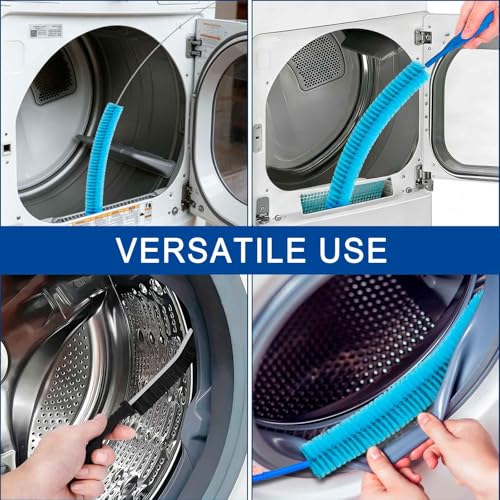 Dryer Vent Cleaner Kit,Lint Trap Cleaning Tool with Vacuum Hose Attachment for Washer Dryer-Includes Dryer Lint Brush,Vent Cleaning Hose,and Air Compressor Tools for Front Loader and Ventless Dryers