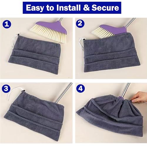 2 Pack Broom Cloth Covers Wet or Dry Cleaning Mops with Adjustable Drawstring Closure Multi-Purpose Microfiber Floor Towel Washable Reusable Cleaning Cloth for Pet Hair, Dust, Stain, Windows (Grey) - color: Grey