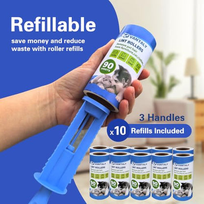 Extra Sticky Lint Roller Mega Value Set 900 Sheets for Pet Hair Removal and Clothes, Dog and Cat Lint Remover, 10 Pack - size: 10pack(900sheets)
