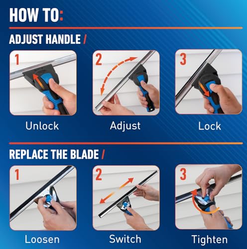 Unger Professional Connect and Clean 18” Swivel Window and Glass Cleaning Squeegee with EZ Change, Large Surfaces with Streak-Free Results, Swiveling Head for Corners and Edges, Rubber Replacement - size: 5", style: Swivel Squeegee II