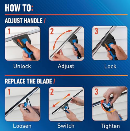Unger Professional Connect and Clean 18” Swivel Window and Glass Cleaning Squeegee with EZ Change, Large Surfaces with Streak-Free Results, Swiveling Head for Corners and Edges, Rubber Replacement - size: 5", style: Swivel Squeegee II