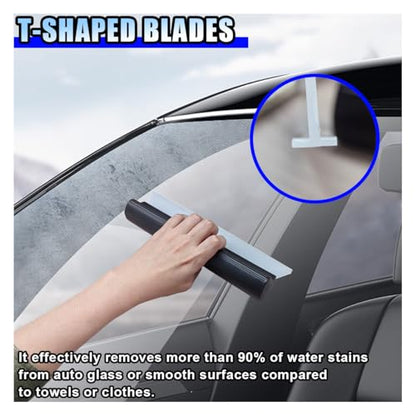 2PCS Automotive Squeegee, 10 Inch T-Bar Water Blade Squeegee for Drying, Flexible Silicone Car Water Wiper, Car Water Squeegee Fits Windshield, Glass, Mirror, Bathroom, Window (10inch) - size: 10inch