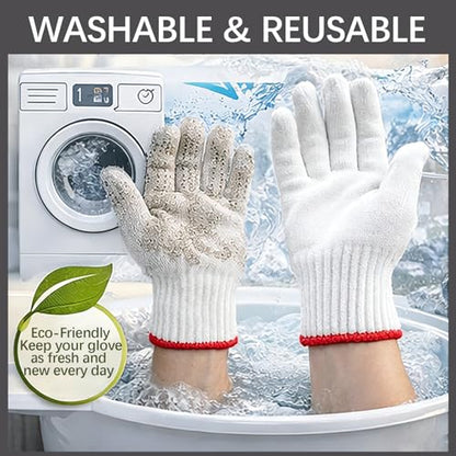 8pair unisex white cotton glove liners,string knit cloth men work safety gloves for gardening,warehouse,cooking,bbq - color: Red Edging*8pairs