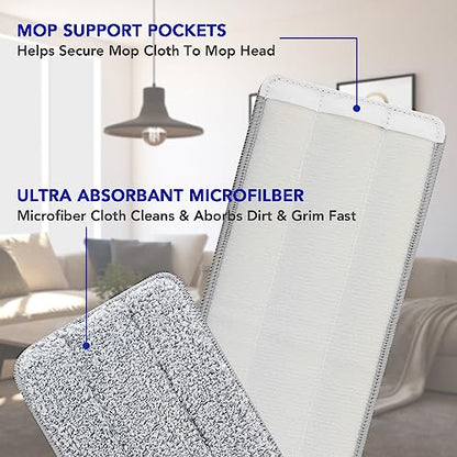 Microfiber Cleaning Pads: 10 Pack 13" X 4.9" Washable for Floor Cleaning Compatible with Tethys & Most 13 Inch Flat Mops - Replacement for Mop Bucket Set - color: 10 Packs - 5 Scrubby 5 Soft