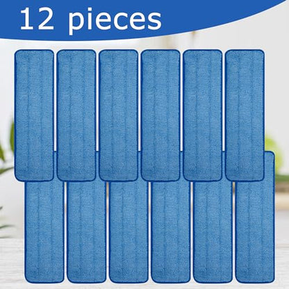 12 Pack Replacement Microfiber Pad - Thick - Universal Commercial 17-18 Inch Mop Head- Heavy Duty - Wet & Dry Commercial Cleaning Refills Reusable Mop Refills Fit for Most Microfiber Flat Mop System - size: 12 Pack - 18in Flat Mop Head (Rectangular)