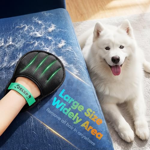 Upgraded Pet Hair Removal Glove for Dogs & Cats, Electrostatic Five-Finger Hair Remover for Furniture, Couch, Carpet, Clothing& Car Seat, 2Pcs Reusable Magic Brush Pet Hair Remover Tool (Black) - color: Black2