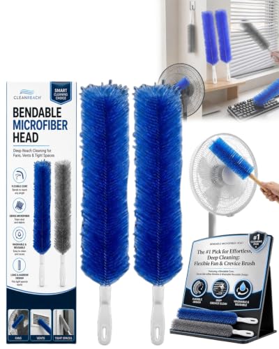 Bendable Microfiber Head Reusable Dust Remover 360° Flexible Fan Duster Brushes Cleaning Tools for Blinds Cleaner Brush Ceiling Blind Vent Ultimate Multi Purpose Dusters Home Upgrades(2PCS-A) - color: 2pcs-a