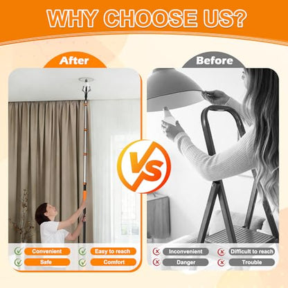 SISUPASSIE Telescoping Extension Pole, Reach to 20FT Telescoping Pole Multi-Purpose 3-12FT Lightweight, Sturdy with Universal Twist-on Metal Tip Extendable for Dusting Painting Window Cleaning - size: 12 Feet
