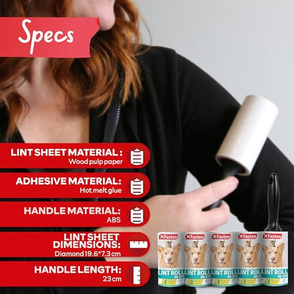 Pet Hair Lint Roller, 450 Sheets Furniture Lint Rollers for Pet Hair, 1 Heavy Duty Lint Roller for Clothes + 5 Sticky Lint Rollers Refills - Xfasten - size: 6 Piece Set