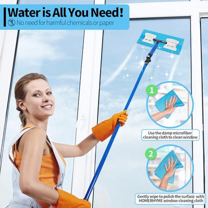 Microfiber Glass Cleaning Cloth - 10 Pack Polishing Cloths, 16" x 14" Window Cleaning Towel, Streak Free, Lint Free, Great for All Delicate Surface, Glasses, Stainless Steel, Windshield. - color: Blue, size: 16" x 14"