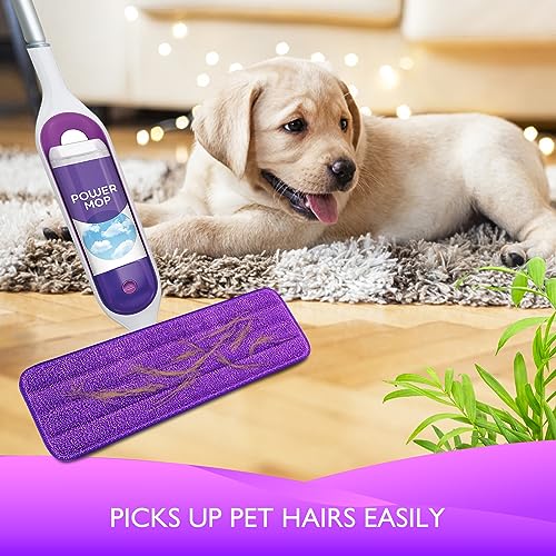 6 Pack Reusable Power Mop Refill Pads for Swiffer Power Mop - Swifter Powermop Pads Refills - Multi-Surface & Wood Mopping Pad Refill for Floor Cleaning - Washable Microfiber Pad - color: 6 Pack (Purple)