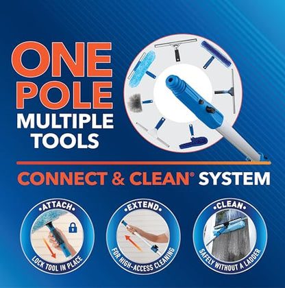 Unger Professional Connect & Clean 3’-6’ Aluminum Telescopic Extension Pole with Locking Cone & Quick-Flip Clamp – Compatible with Cleaning Tool Attachments, Window Cleaning & Dusting Tool - size: 3 - 6 Foot