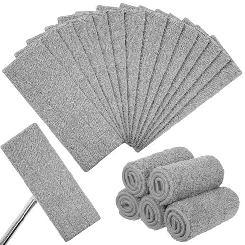 20 Pack 13 * 4.9" Generic Mop Pads Mop Head Refill Washable Wet/Dry Mops Flat Compatible with Most 11-13" Hook and Loop Flat Mops Mop Replacement Pads - color: Grey