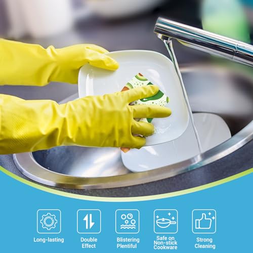 AIDEA Sponges Kitchen, Non-Scratch Scrub Sponge-6Count, Sponges for Non-Stick Cookware, Cellulose Sponge for Dishes, Cleans Fast Without Scratching, Cleaning Power for Kitchen, Bathroom, Household - color: Printed-blue