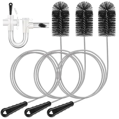 3 Pcs Condensate Trap Flexible Drain Brush, 48 Inch AC Drain Line Cleaning Brush for AC & HAVC Condensate P Trap, Black - color: Black, size: 48 Inch